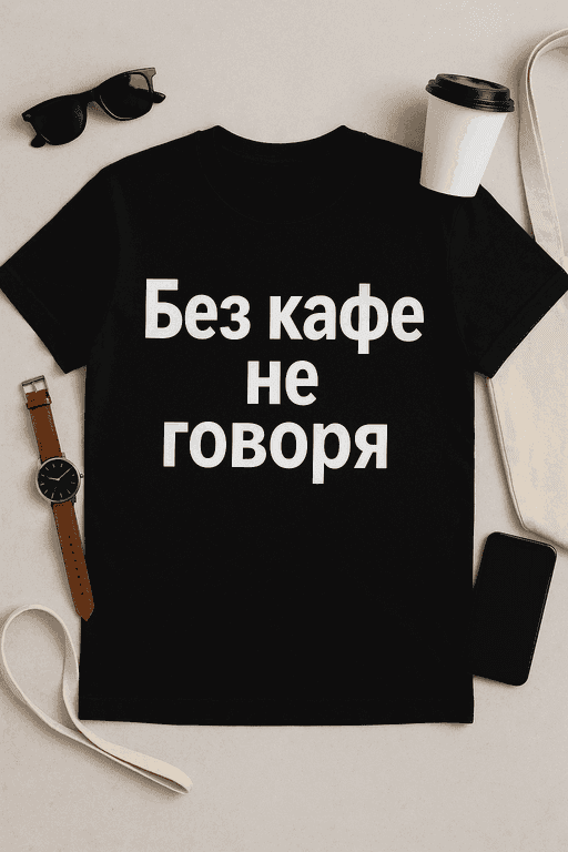 Тениска Без кафе не говоря
