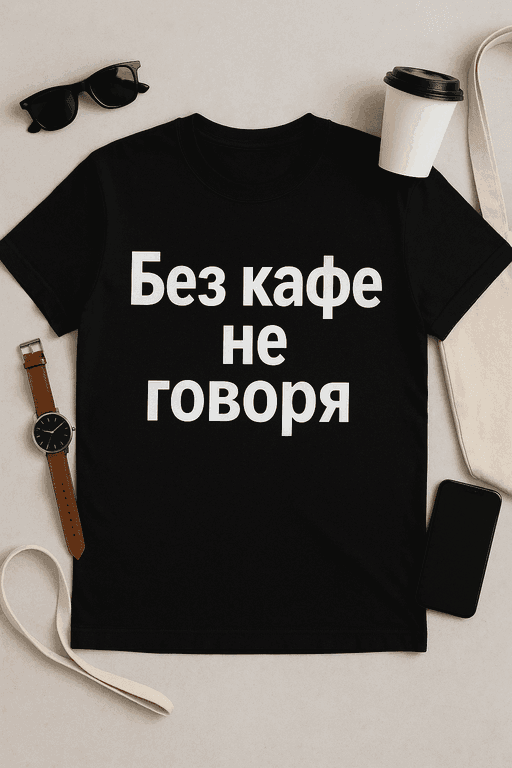 Тениска Без кафе не говоря
