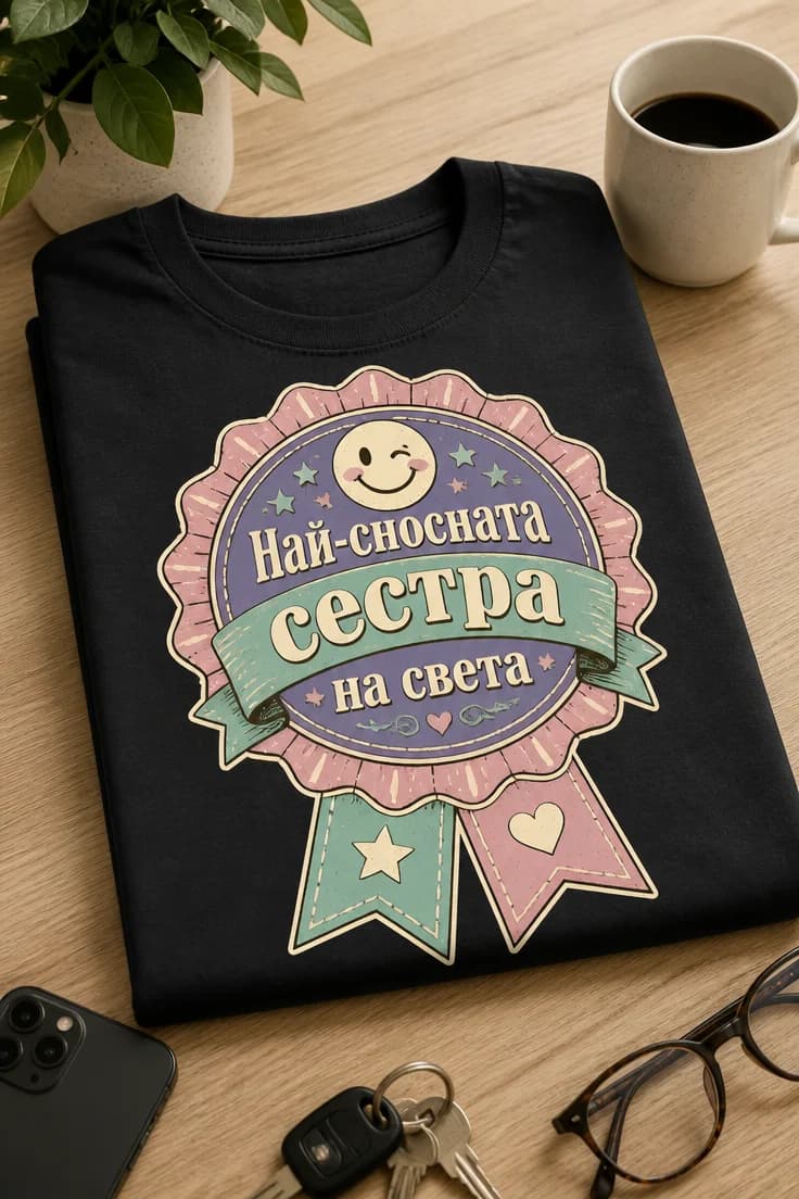 Дамска тениска за сестра – Най-сносната сестра на света