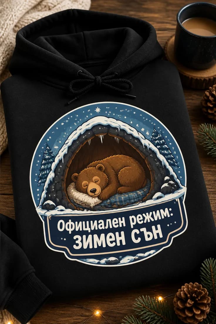 Суитшърт с мечка – Официален режим: зимен сън