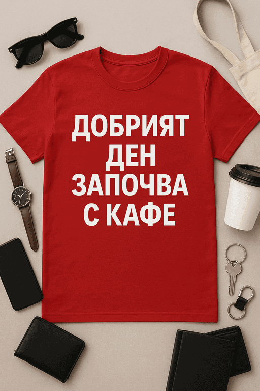 Тениска "Добрият ден започва с кафе"