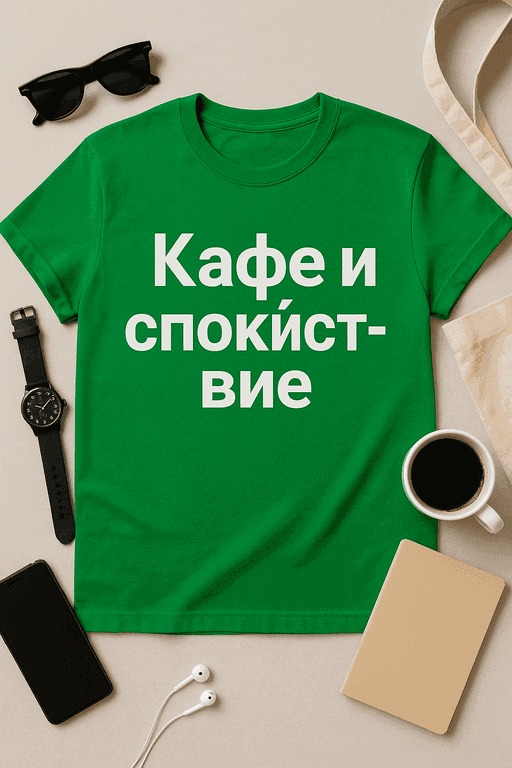 Тениска „Кафе и спокойствие“