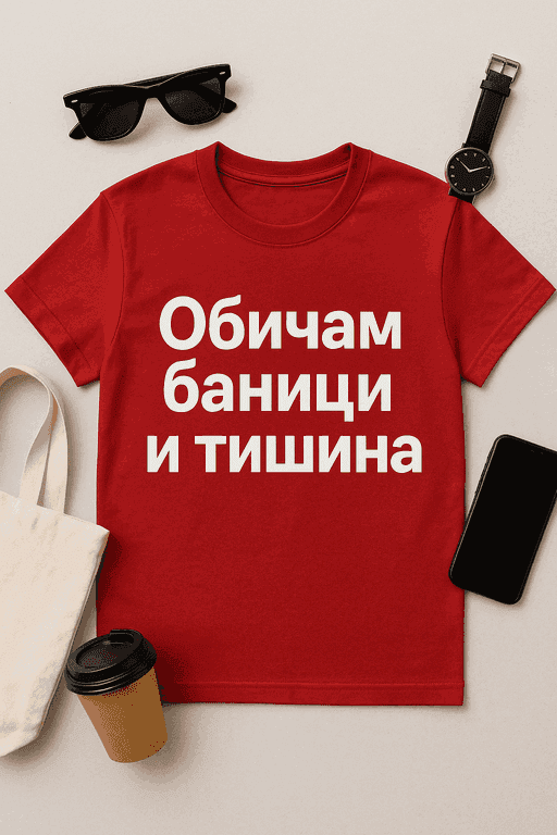Тениска 'Обичам баници и тишина'