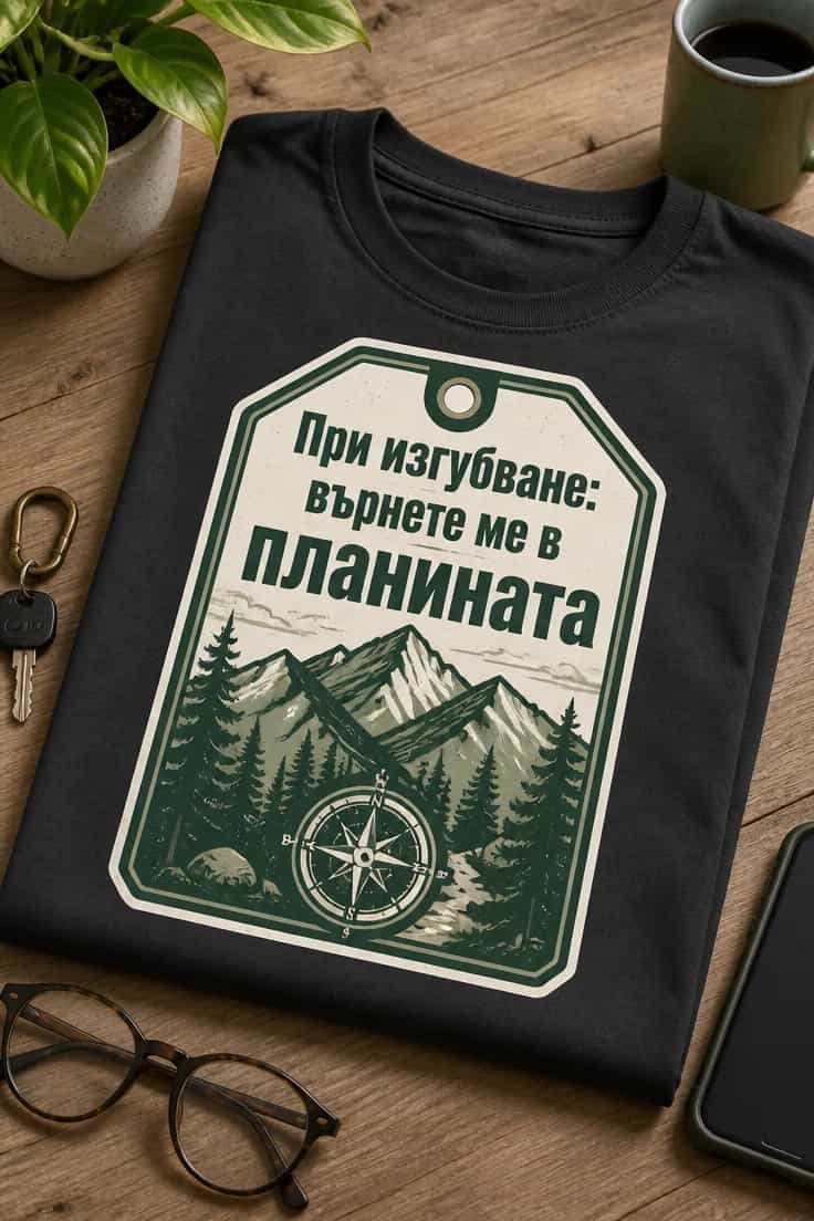 Планинарска тениска „При изгубване: върнете ме в планината“