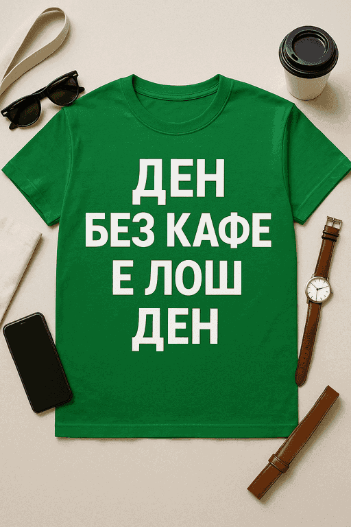 Тениска 'Ден без кафе е лош ден'