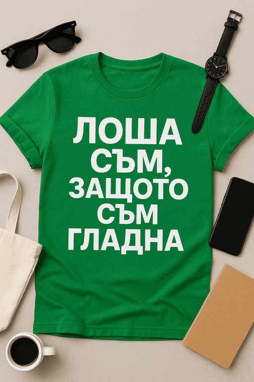 Тениска "Лоша съм, защото съм гладна"