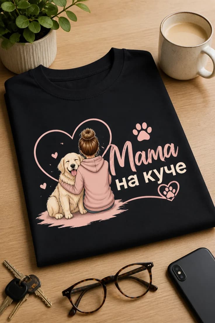 Тениска за мама на куче „Мама на куче“