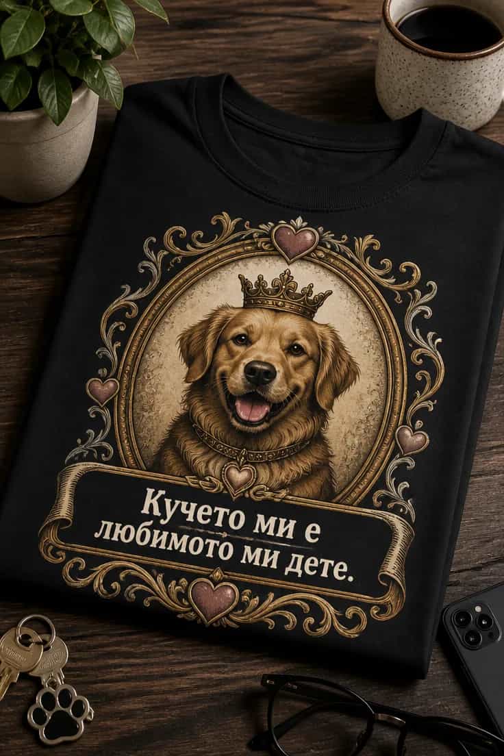 Дамска/мъжка тениска с куче: Кучето ми е любимото ми дете.