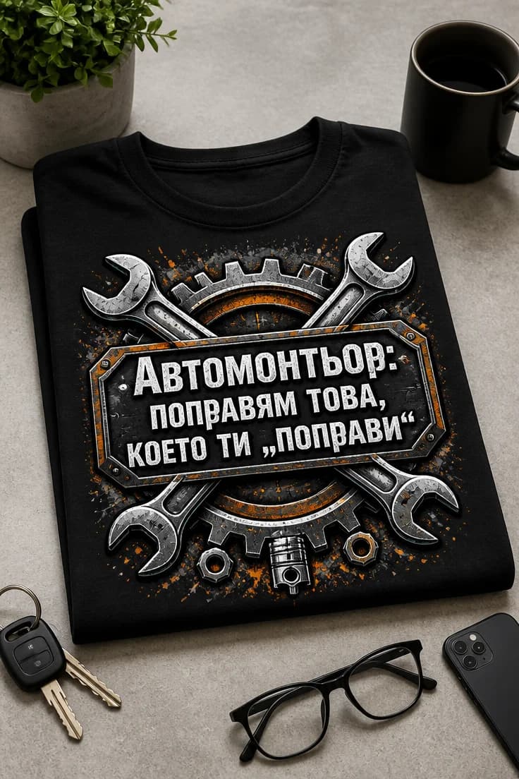 Тениска за автомонтьор: поправям това, което ти „поправи“