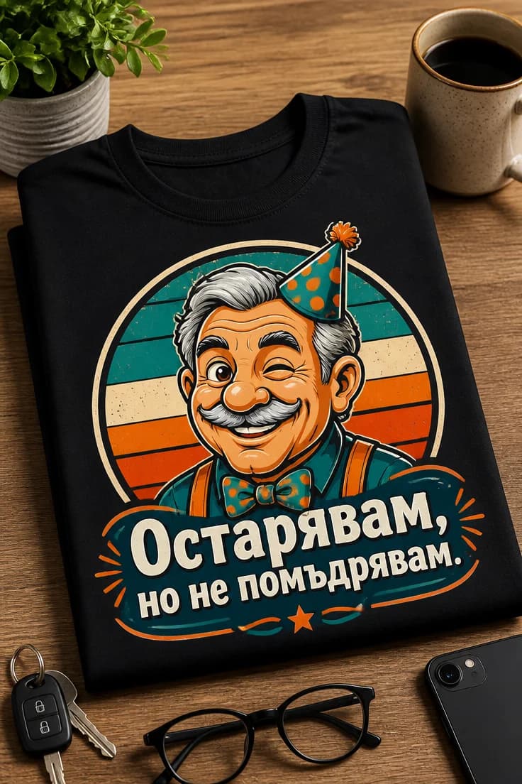 Забавна тениска за рожден ден – Остарявам, но не помъдрявам.