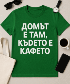 Тениска „Домът е там, където е кафето“