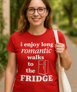 I enjoy long romantic walks to the FRIDGE - Тениска