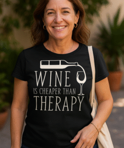 WINE IS CHEAPER THAN THERAPY - Тениска