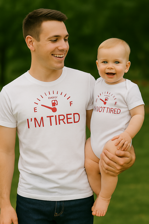 EMERGY I'M TIRED / EMERGY I'M NOT TIRED - Комплект тениска и бебешко боди