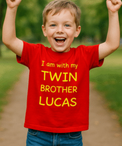 I am with my TWIN BROTHER LUCAS (име по избор) - Детска тениска