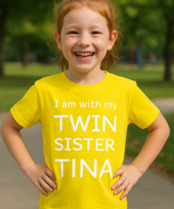 I am with my TWIN SISTER TINA (име по избор) - Детска тениска
