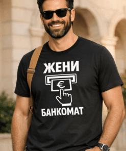 Смешна тениска „ЖЕНИН БАНКОМАТ“