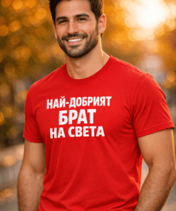 Смешна тениска „Най-добрият брат на света“ (червена)